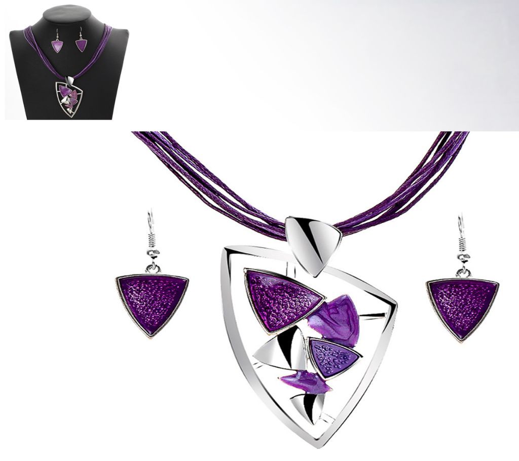 PU Leather Chain Enamel Gem Pendant Sets for Party Bridal