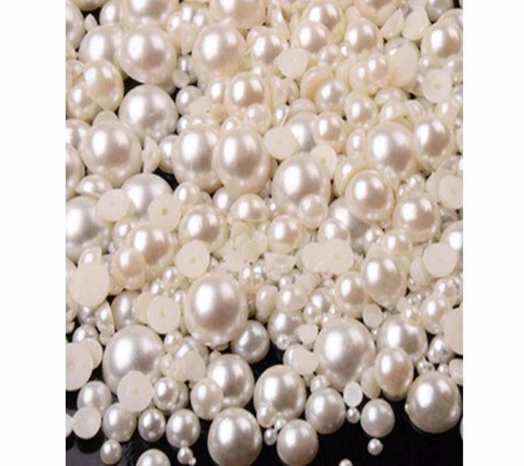 120pcs Ivory Half Round Acrylic Imitation Flatback Pearl Beads for Jewelry Making /Nail Art /Phone Decorations