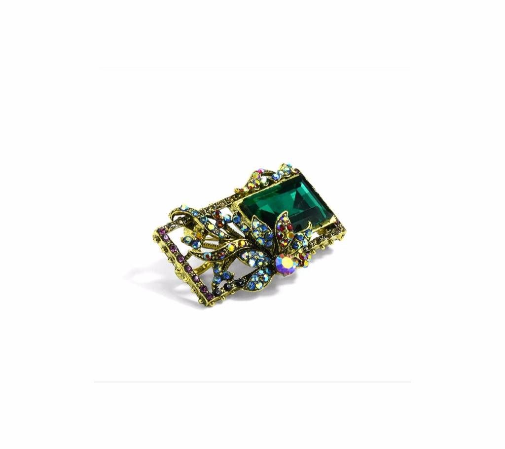 Vintage Green Crystal Plant Flower Brooches For Women
