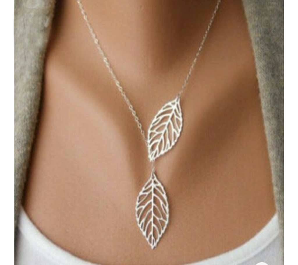 Leave alloy silver necklace for women