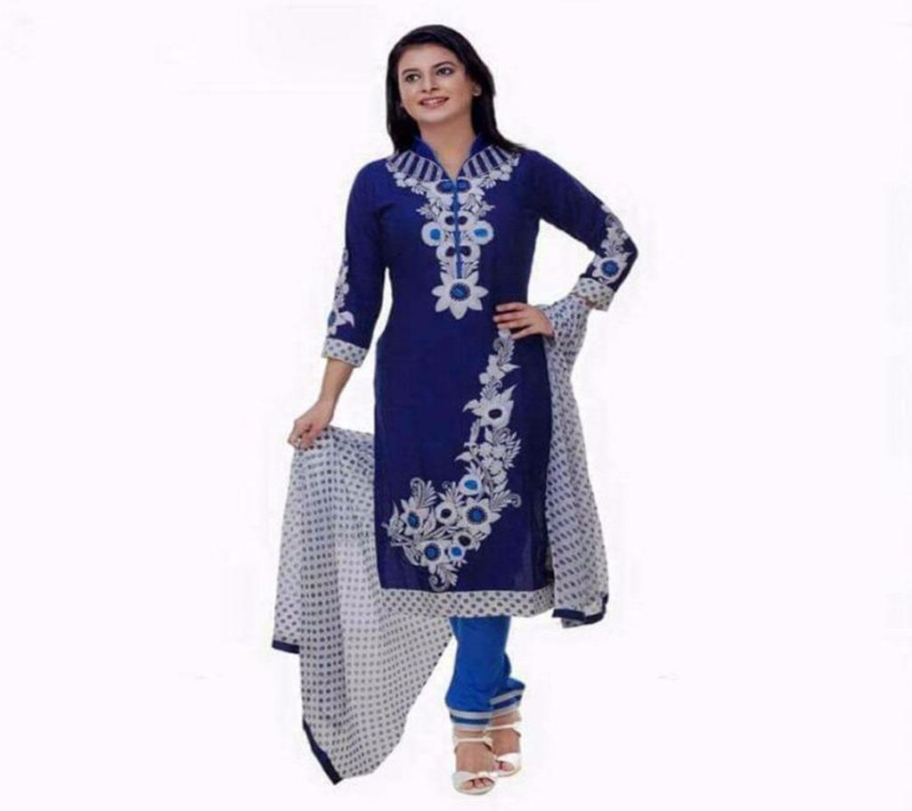 unstiched block printed cotton replica three pcs salwar kameez seblock-270