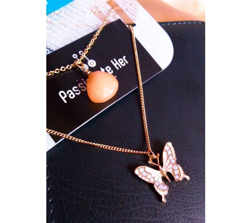 Gorgeous Double-Layer Butterfly Locket Pendant Golden Color Fashion Jewelry For Girls Women