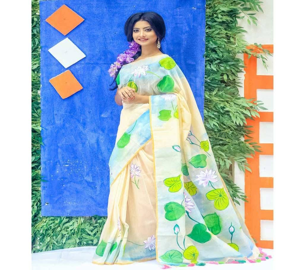 Hand Print Half Silk Saree