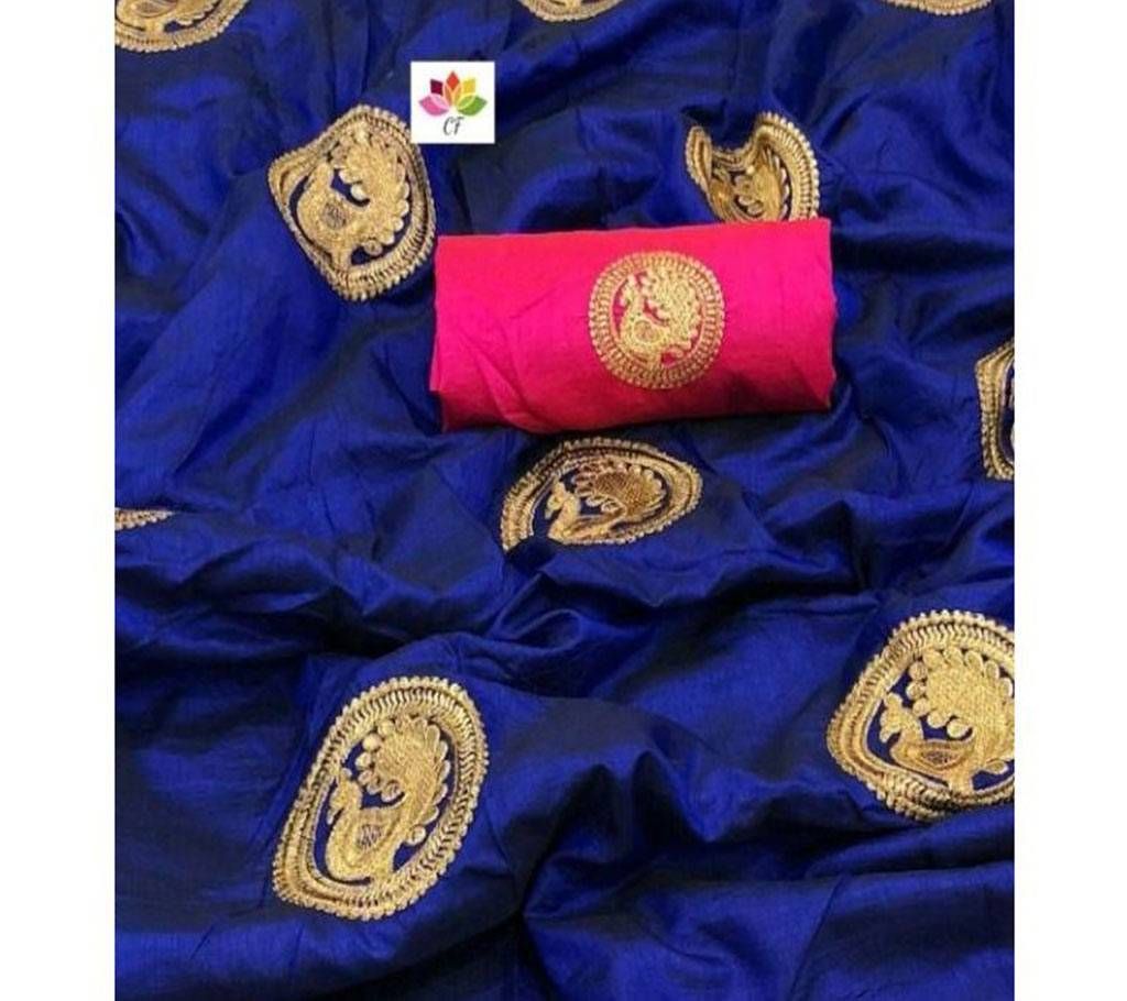 Stylish Sana Silk Saree - Blue - 1011191 (Without blouse piece)