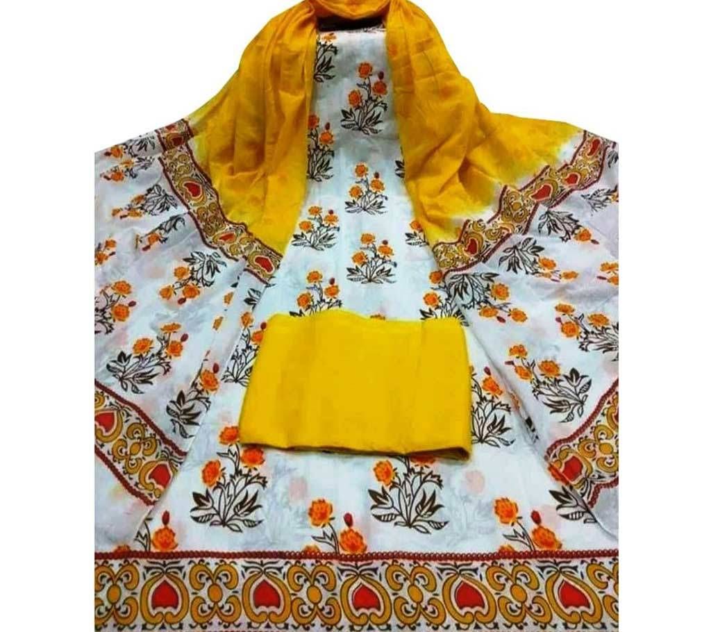Unstitched skin printed cotton salwar kameez fs-78