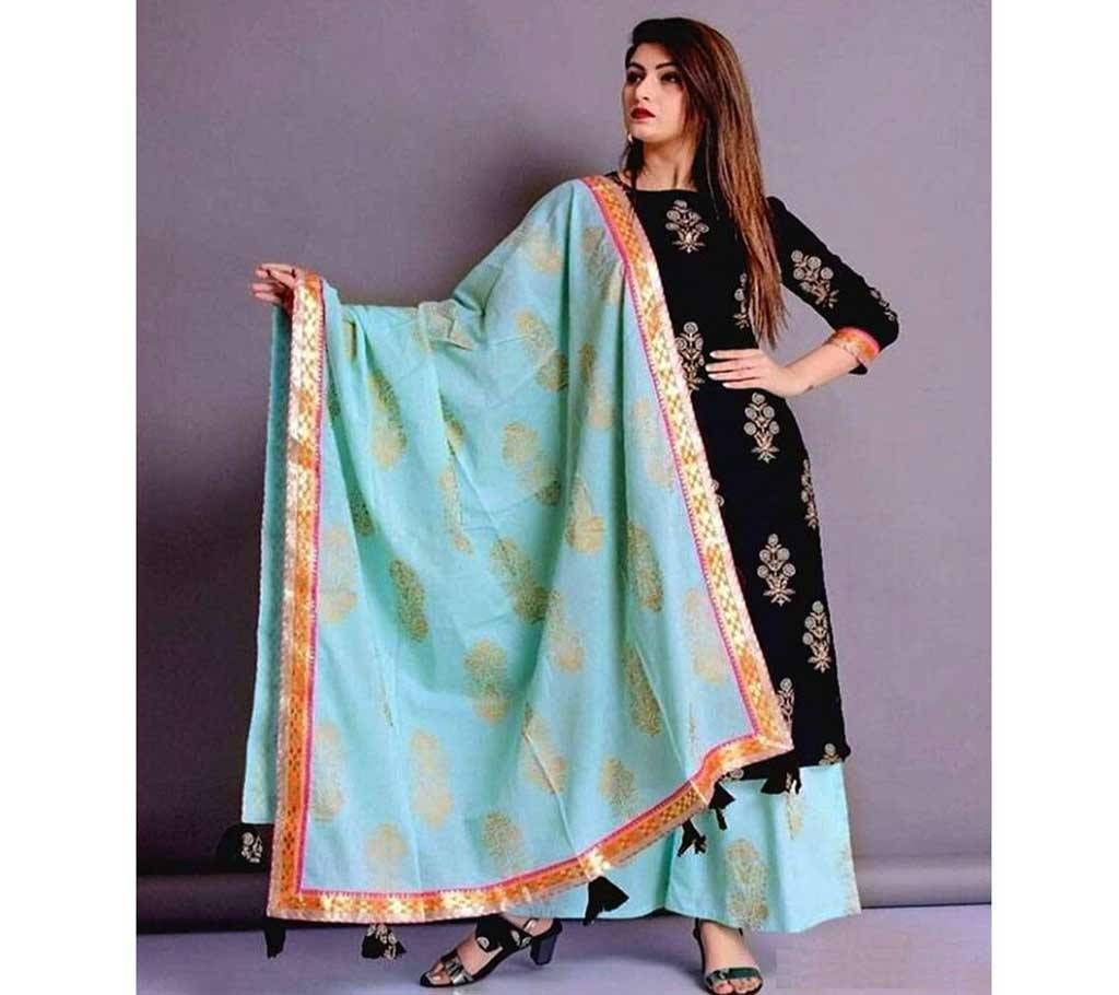 Black And Paste Block Printed Salwar Kameez For Women-free size