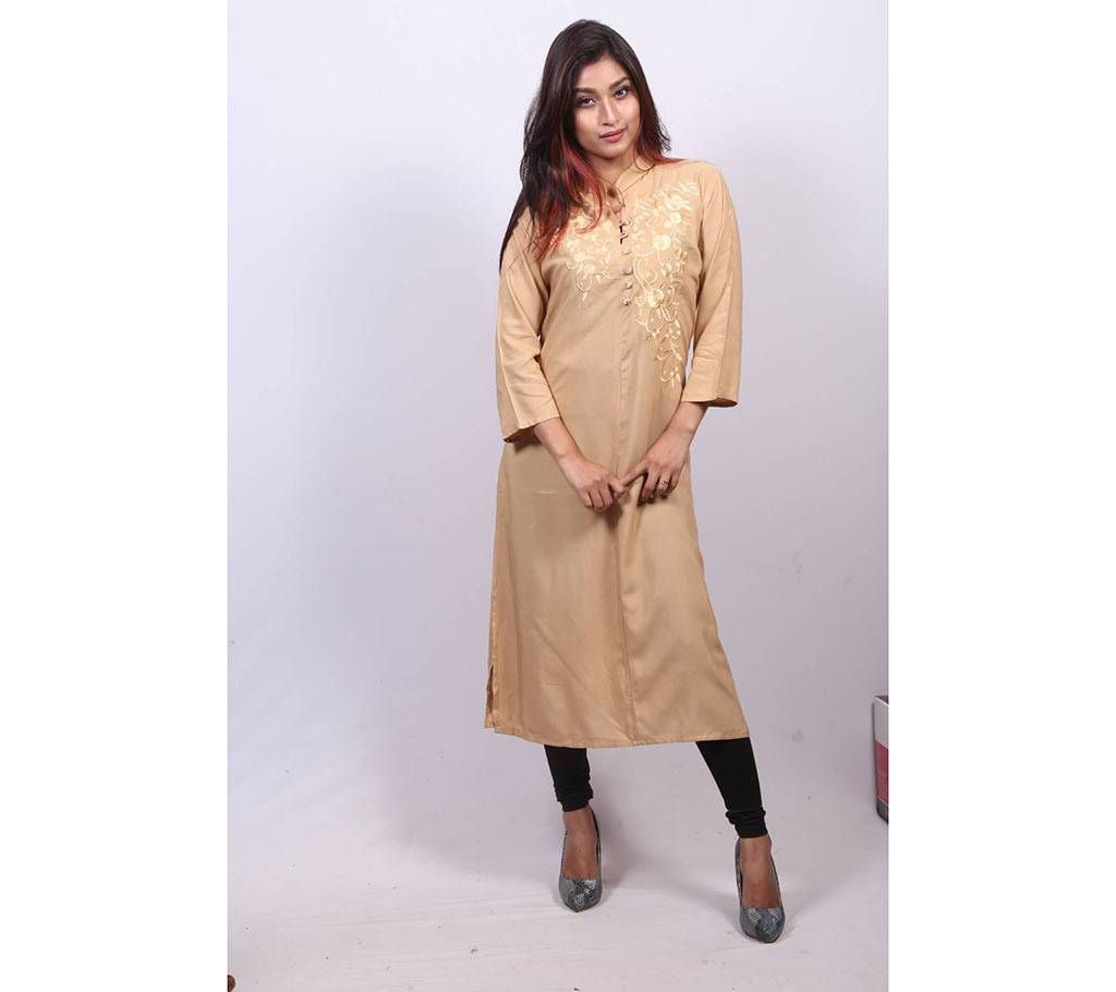 Stitched Cream Cotton Kurti for Women