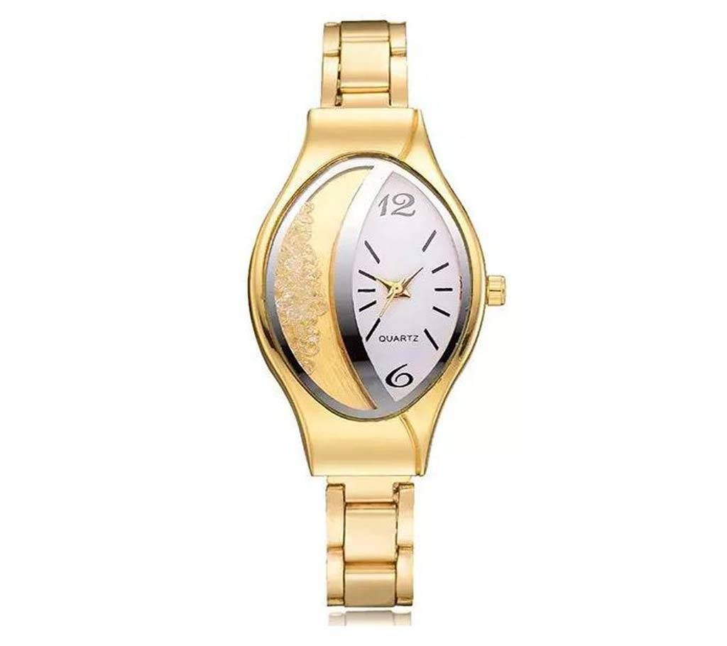 Stainless Steel Band Oval Analog Quartz Wrist Watch Bracelet Bangle