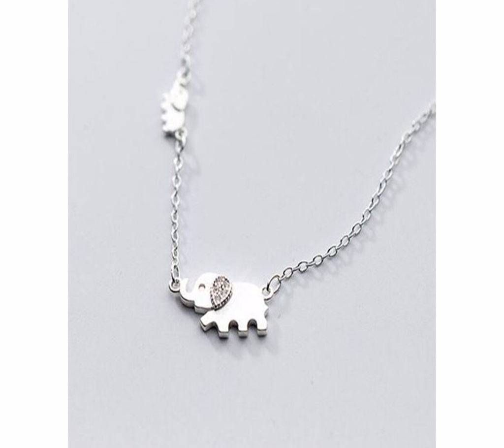 925 Silver Cute Elephant Pendant Chain Necklaces For Women