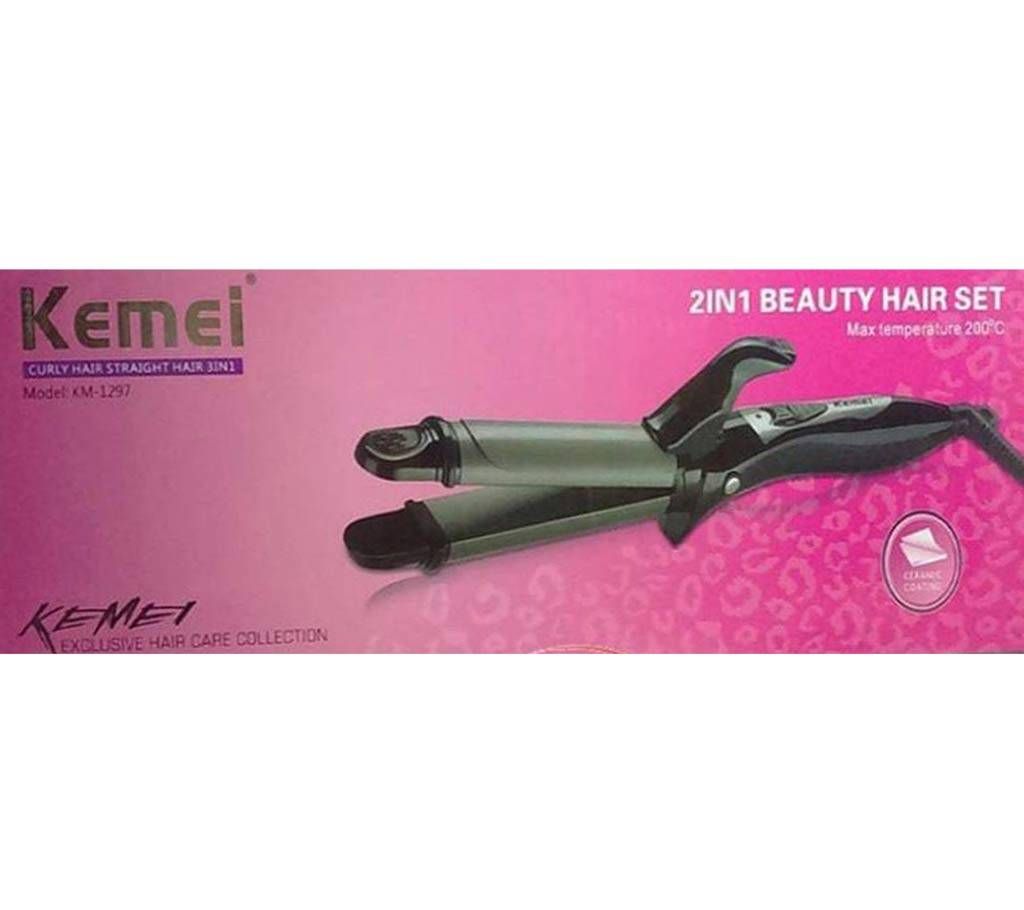 Kemei KM-1298 hair straightener cum curler -1 pc 