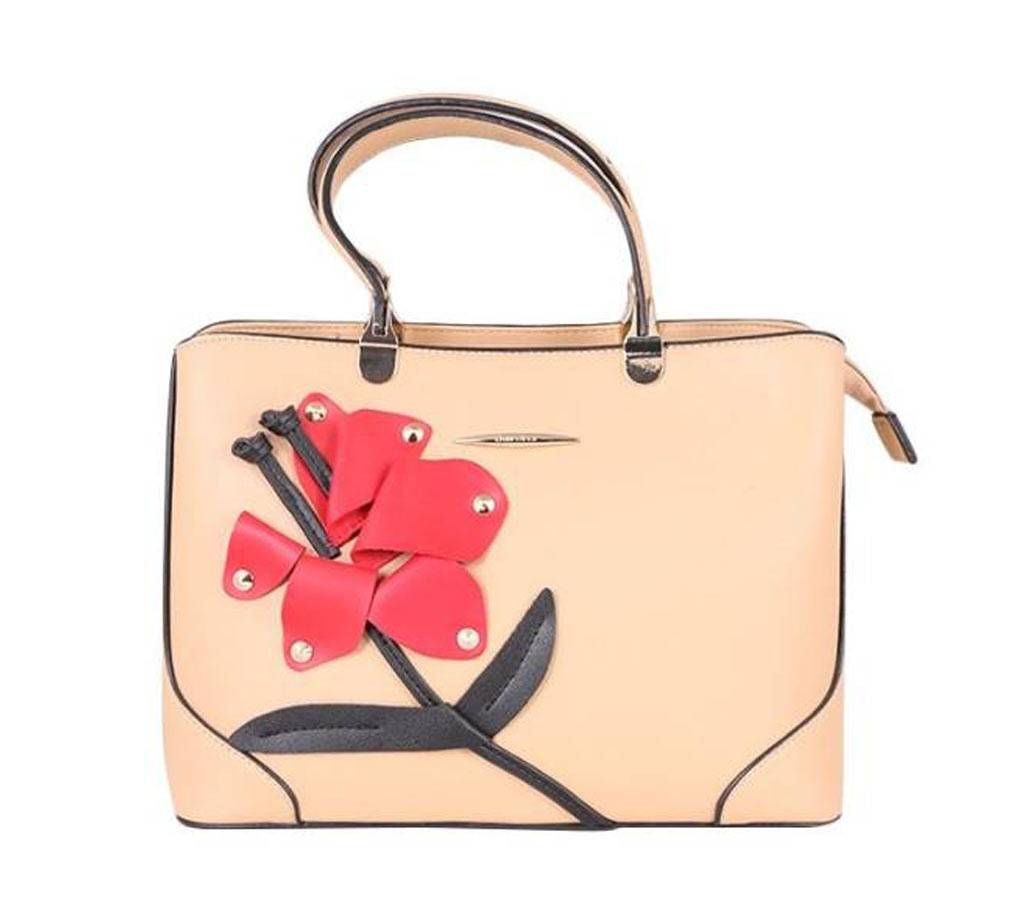 Sandy Brown and Red Artificial Leather Shoulder Ba