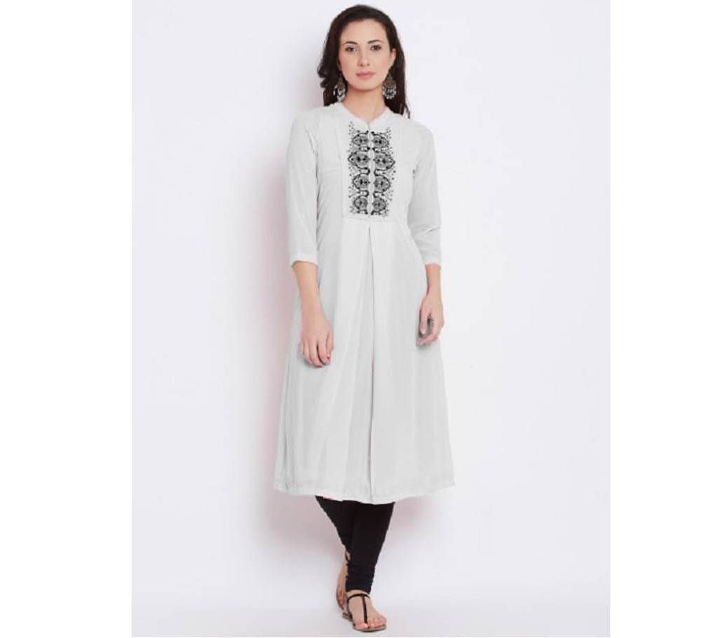 White Embroidered Semi Ready Kurti 411