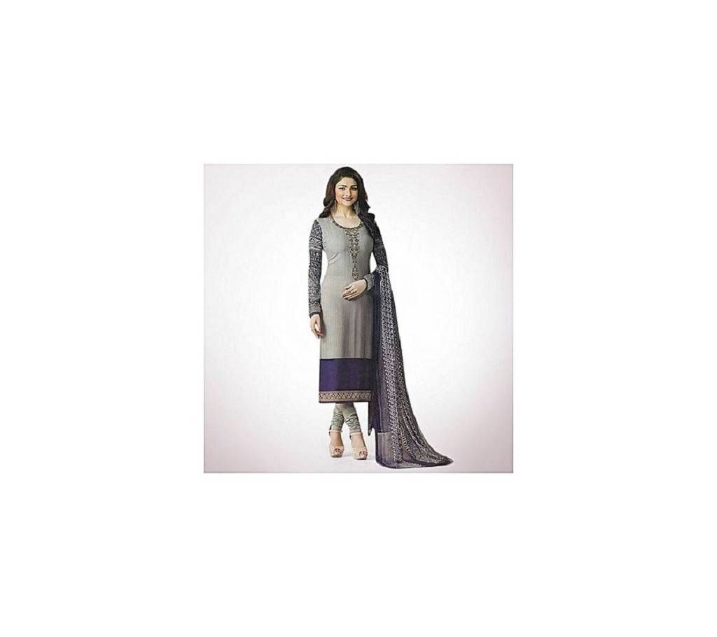 Unstitched Salmon Cotton 3 Piece salwar: Chiffon k