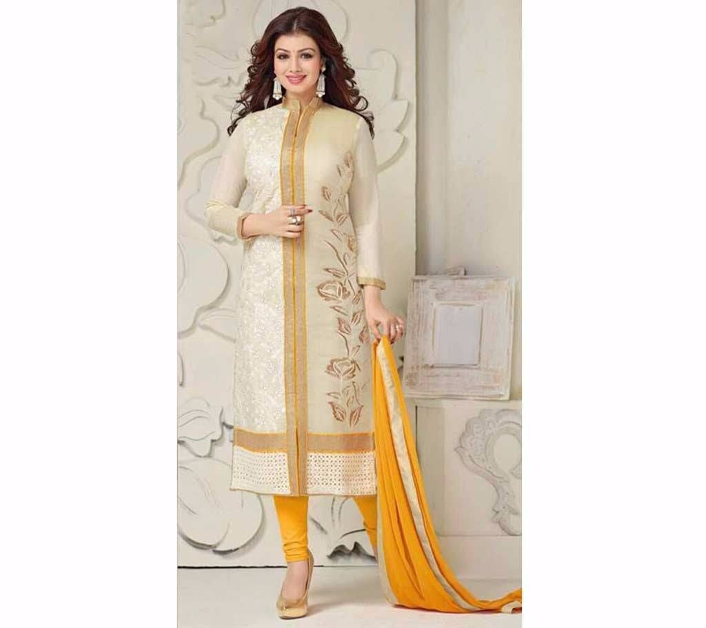 Semi-stitched Georgette Embroidery Three Pieces