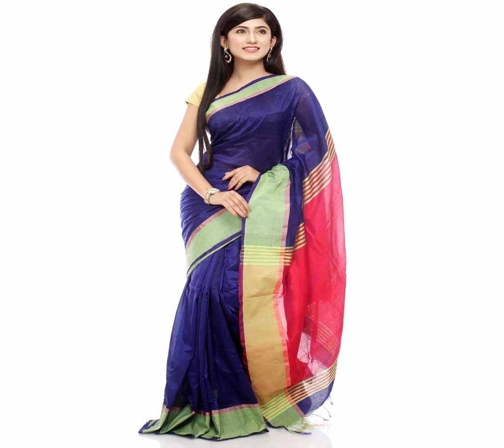Navy Blue Tosor Silk Sharee  