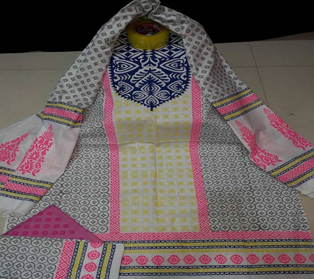 Cotton Unstitched Three Pcs