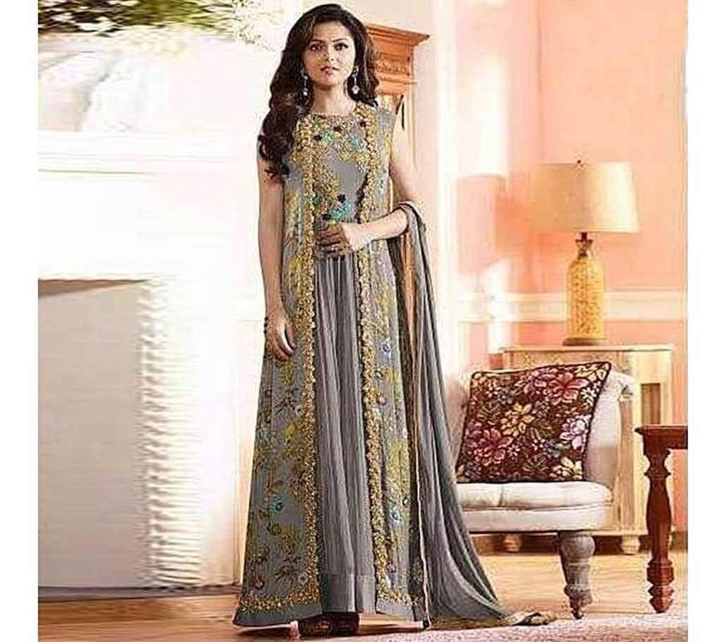 Gray Embroidery Georgette Gown (Copy)