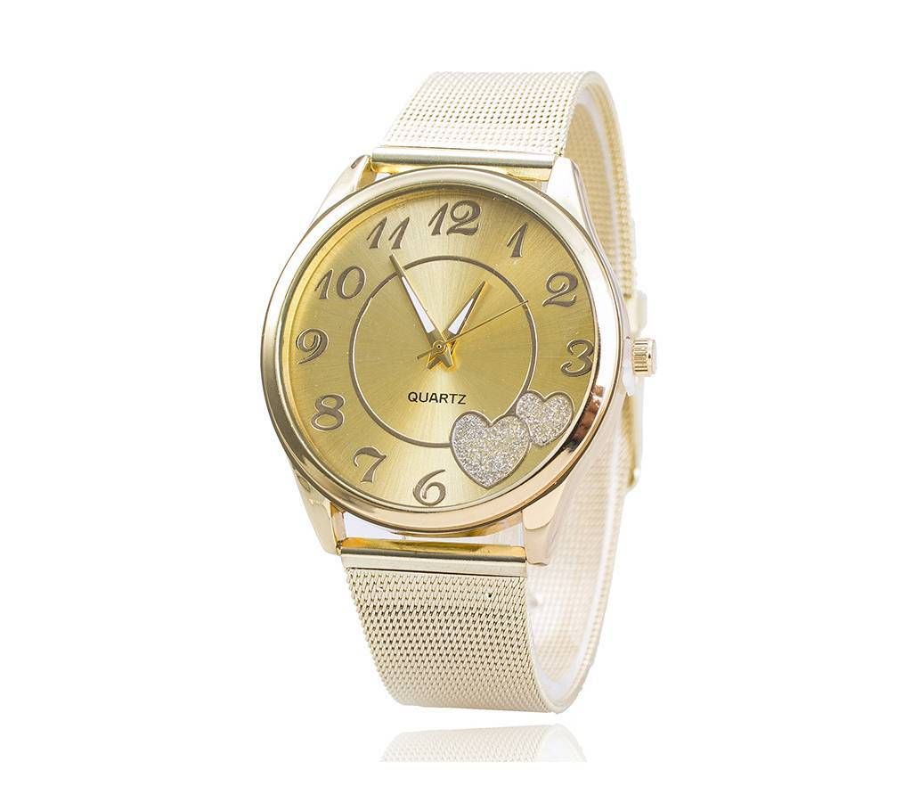 Golden Casual Rhinestone Quartz Watch for Women