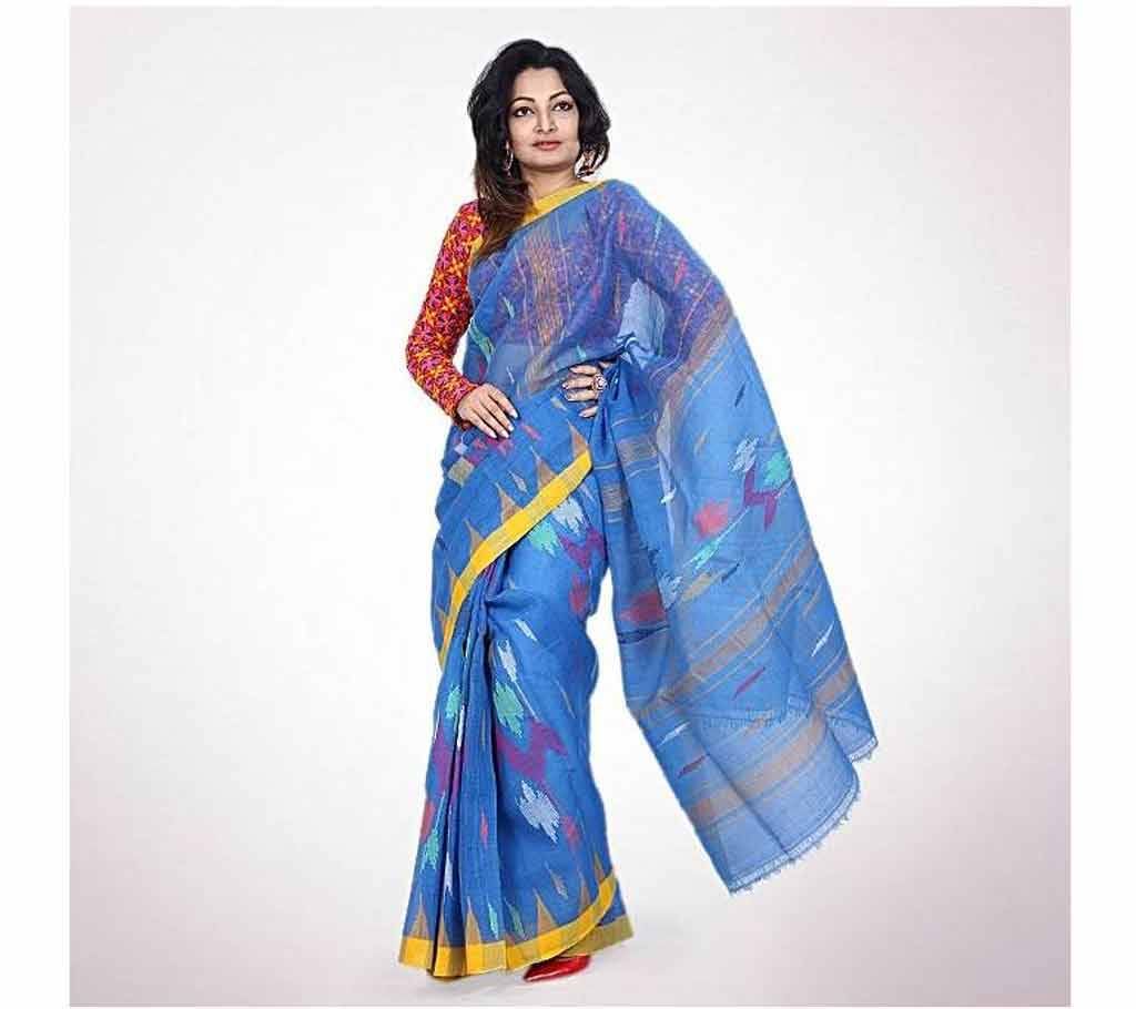 Indian Monipuri Taant Saree (Dodger Blue)