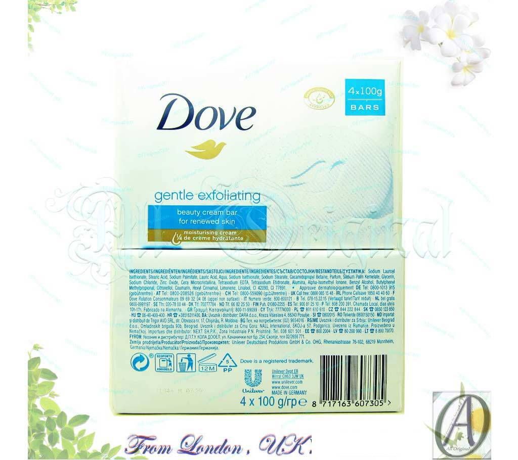 Dove Exfoliating Cream Bar (100gX4) Pack (Germany)