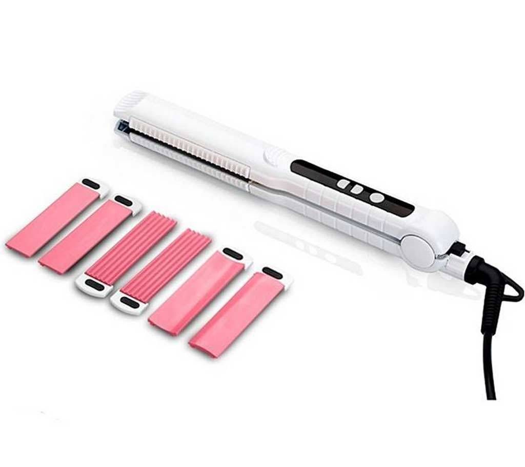 Kemei KM-1878 LCD Temperature Display Flat Iron Straightening Iron