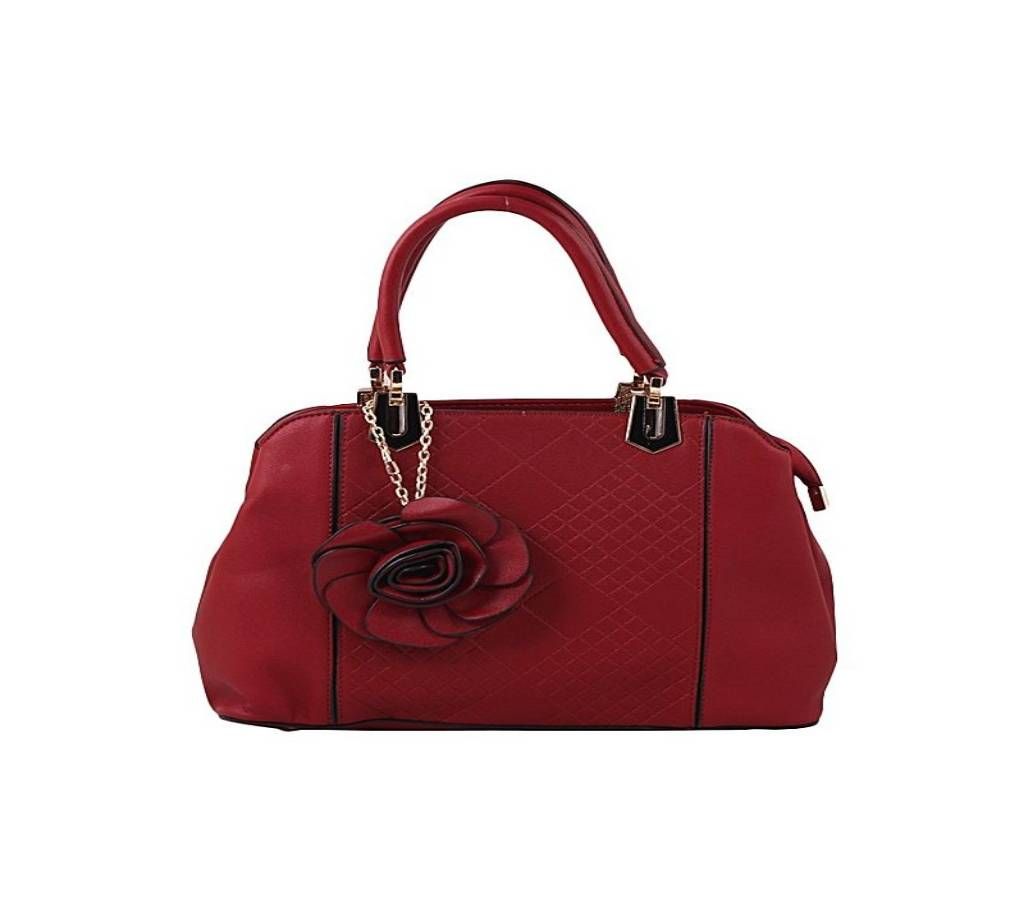 RED PU LEATHER HAND BAG FOR WOMEN