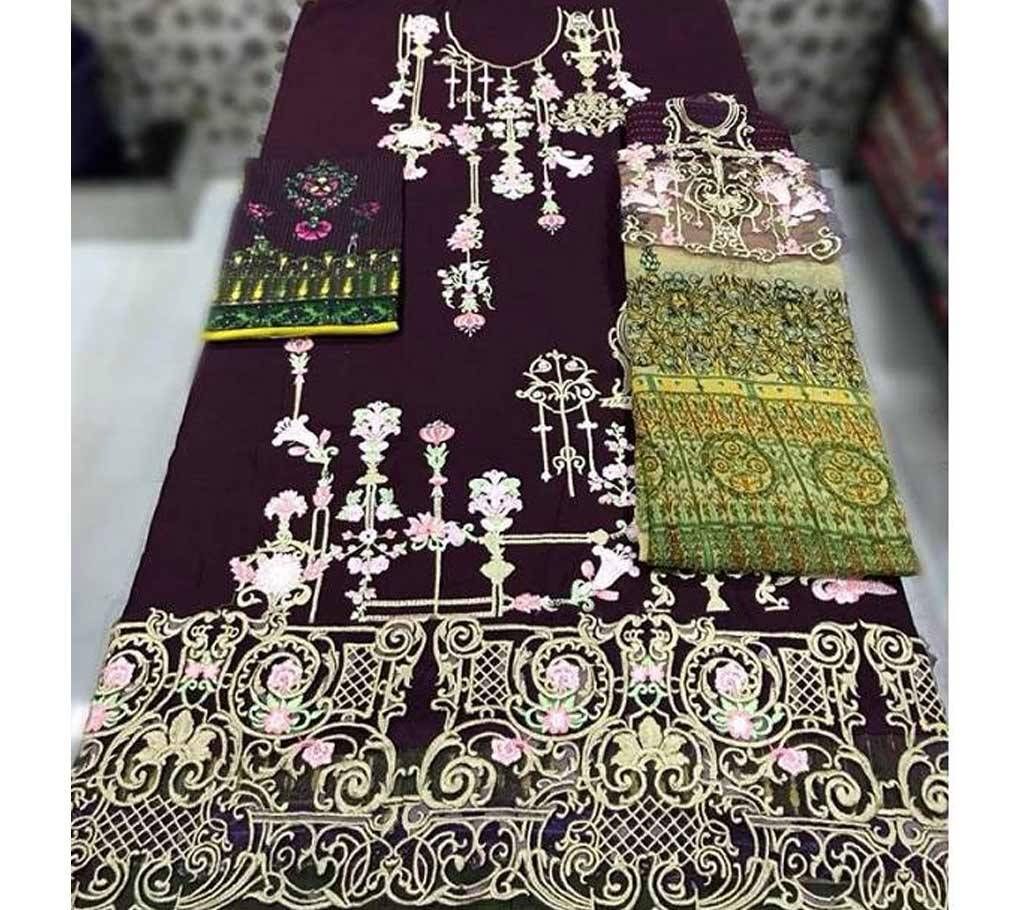 Unstitched Pakistani Three Piece Suit 