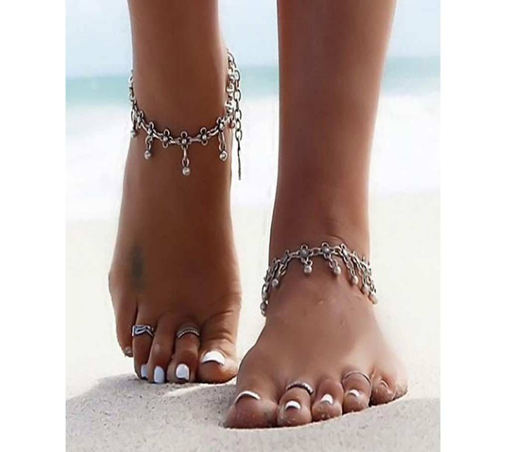 Flower Beads  Anklet 1 Pair