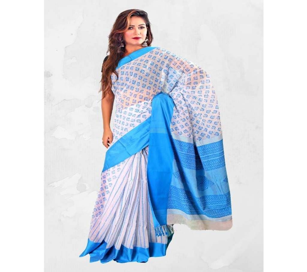 Cotton Sharee Block Printed 13 Hat With Blouse