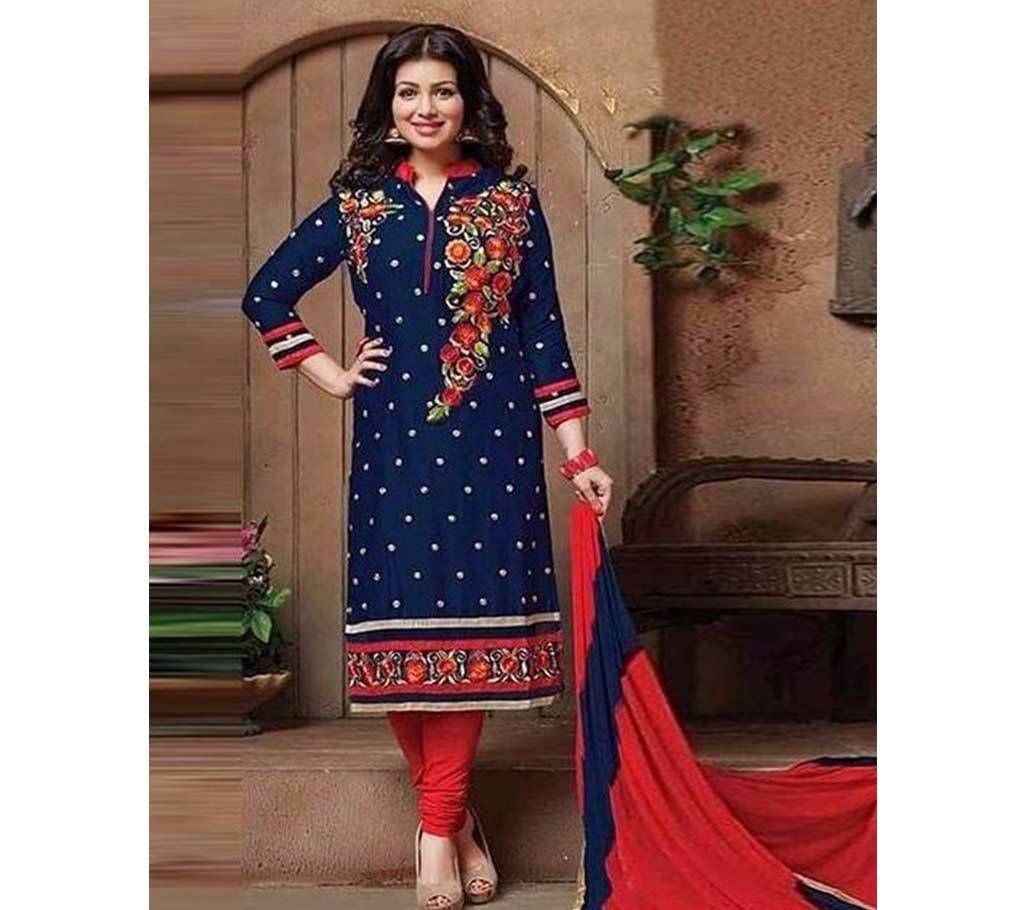 Navy Blue Unstitched Cotton Block Printed Shalwar Kameez (Copy)