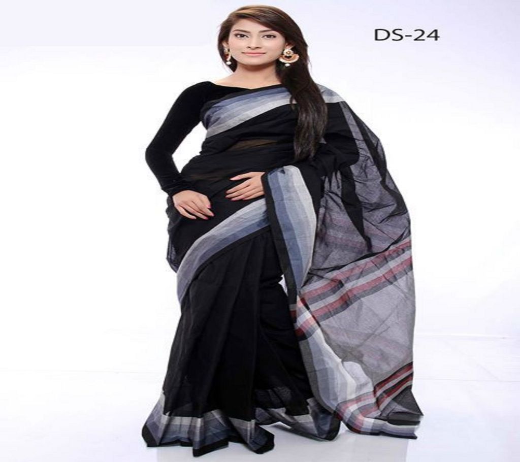 Cotton hand print sari With blouse pies attached