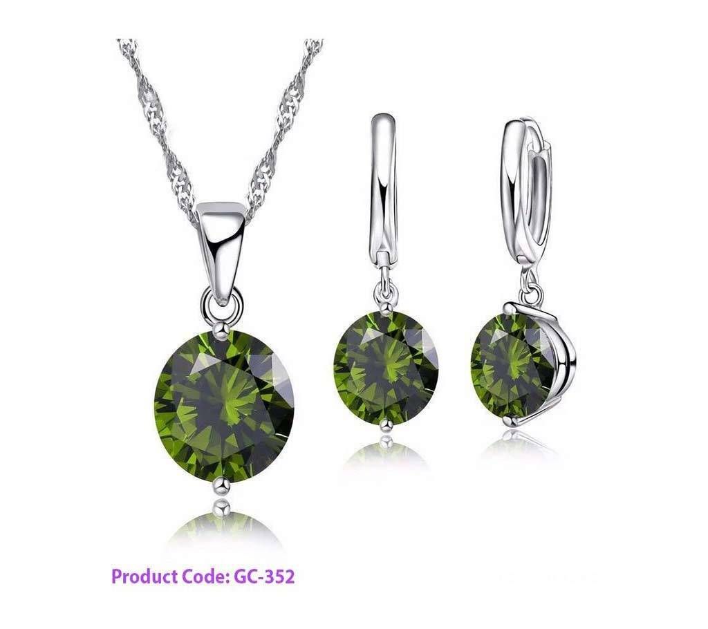 Trendy 925 Sterling Silver Colorful Round Necklace Earrings