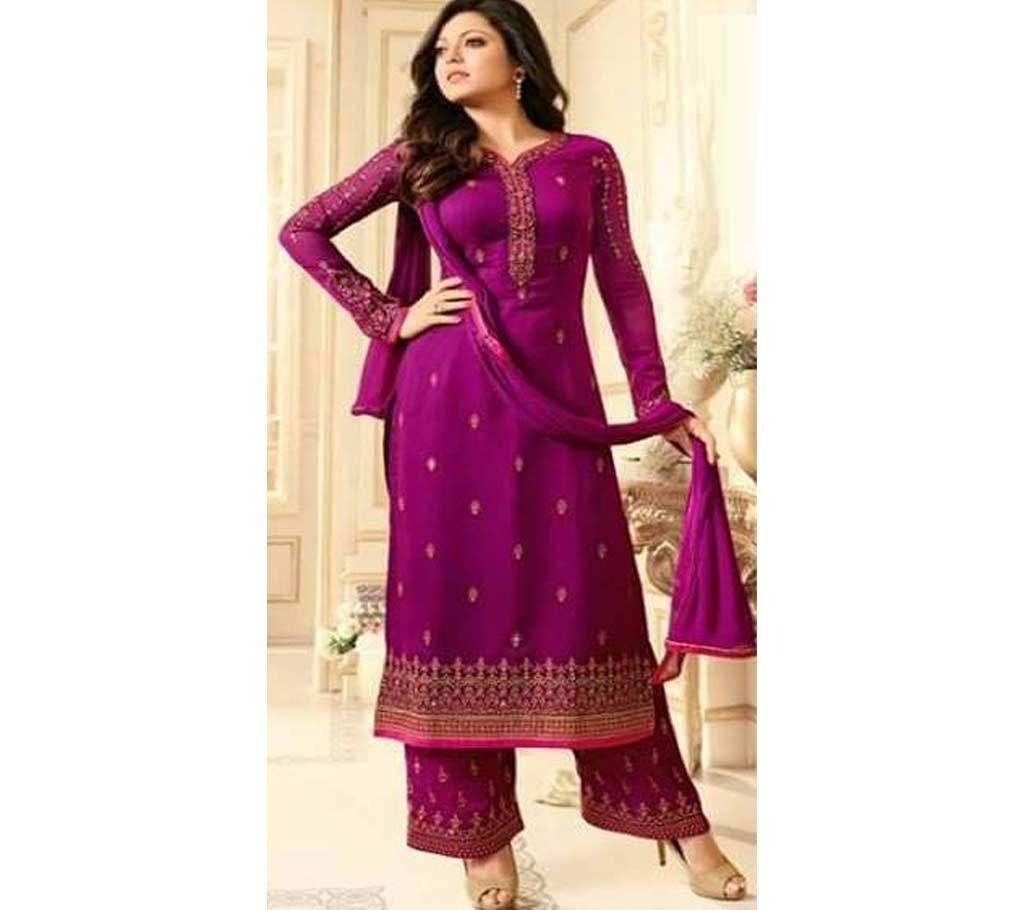 Semi stiched embroidery cotton three-piece - copy