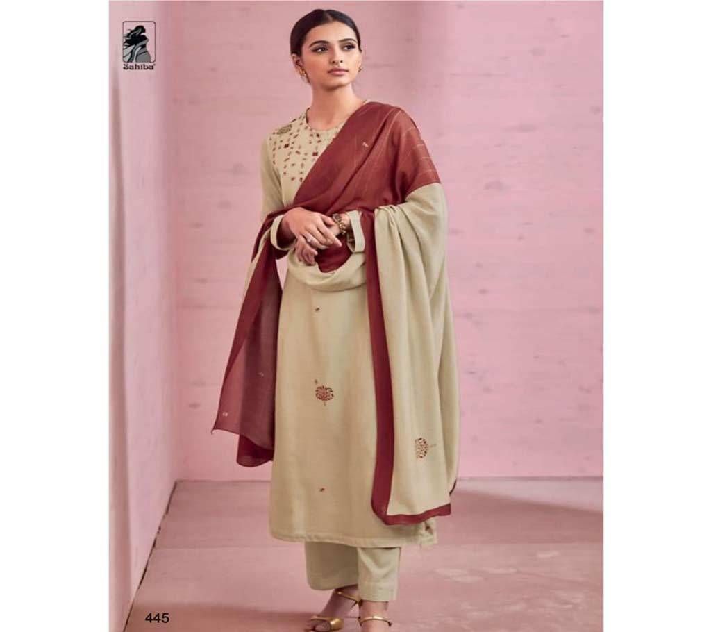 Sahiba Rose Pink - 445 Unstitched Cotton Three-piece