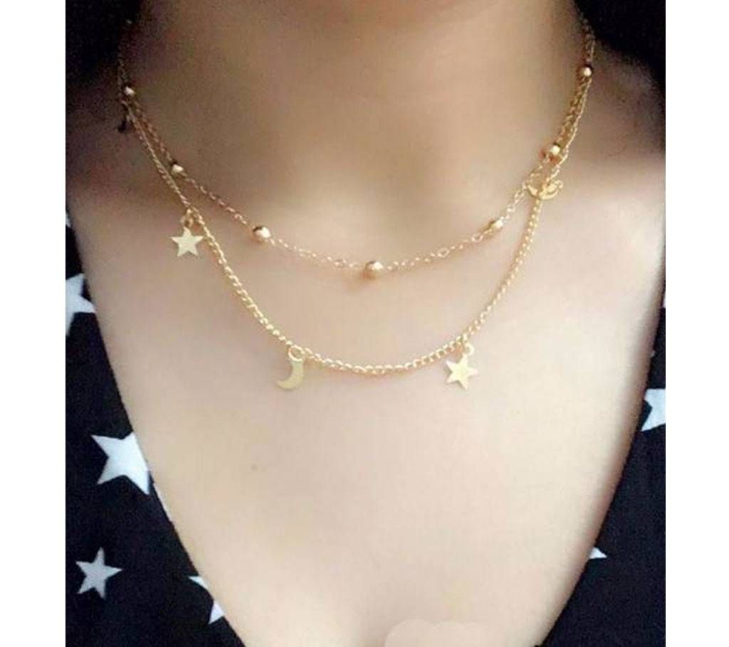2 Layer Star Moon Choker Necklace