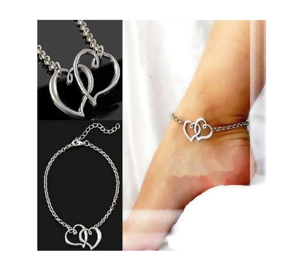 Elegant Double Heart Chain Ankle Bracelet