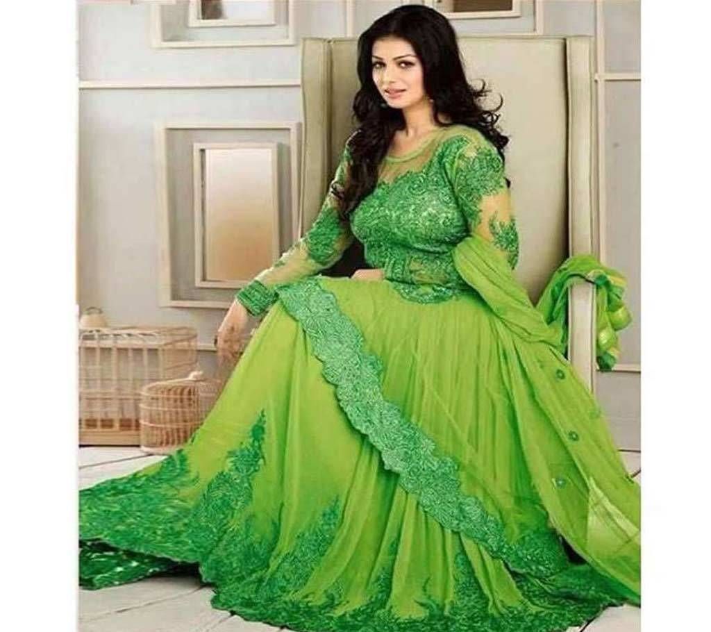 Semesticated Georgette Embroidery Long Party Suit