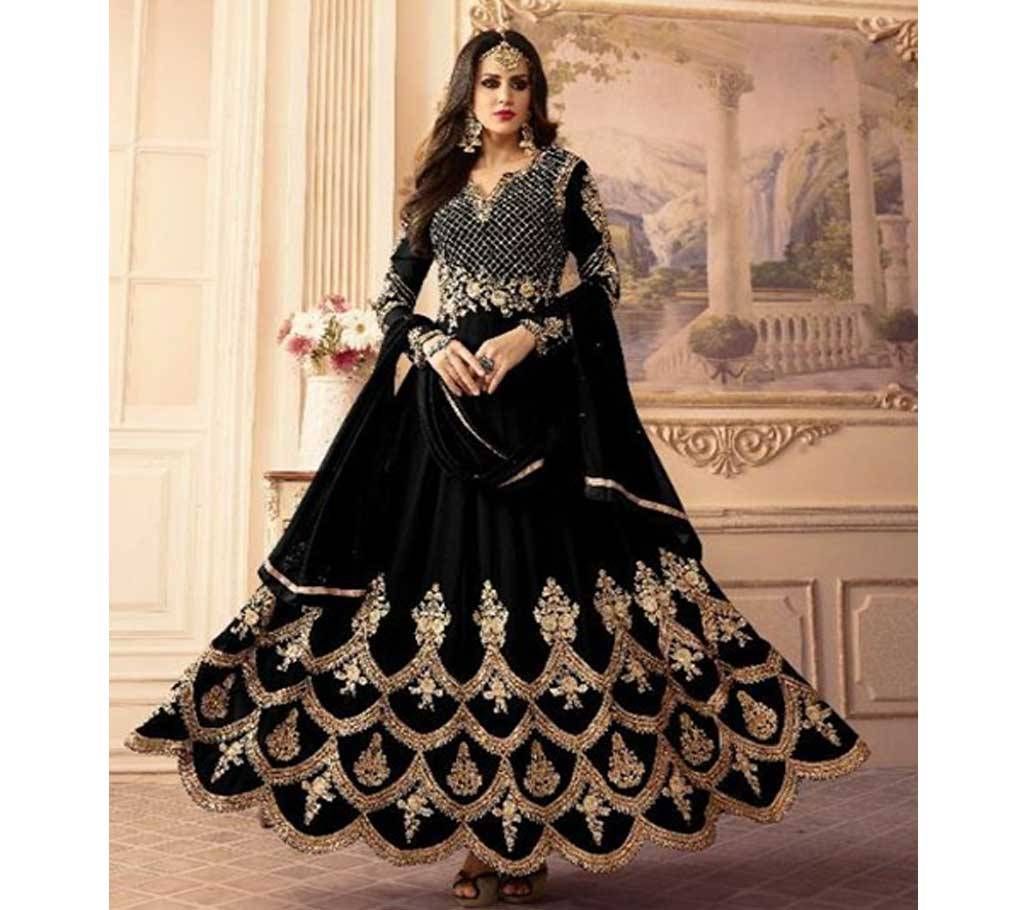 Heavy Embroidery Georgette Dress - 13 - Black