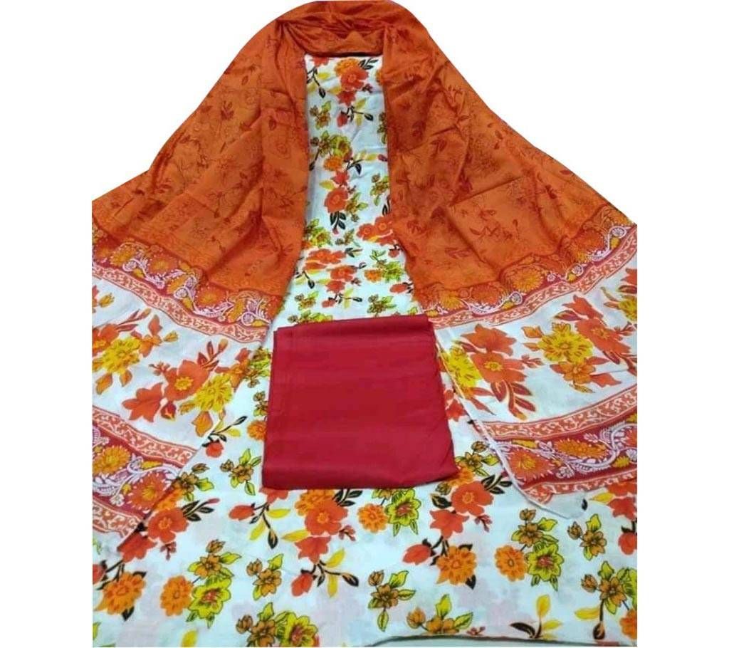 Unstitched skin printed cotton salwar kameez ST-85