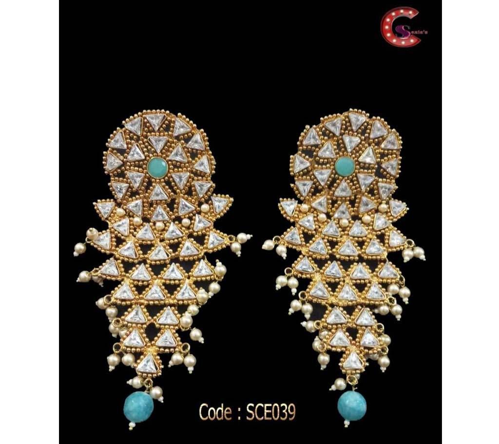 Gold Plated Ade Stone Jhumka