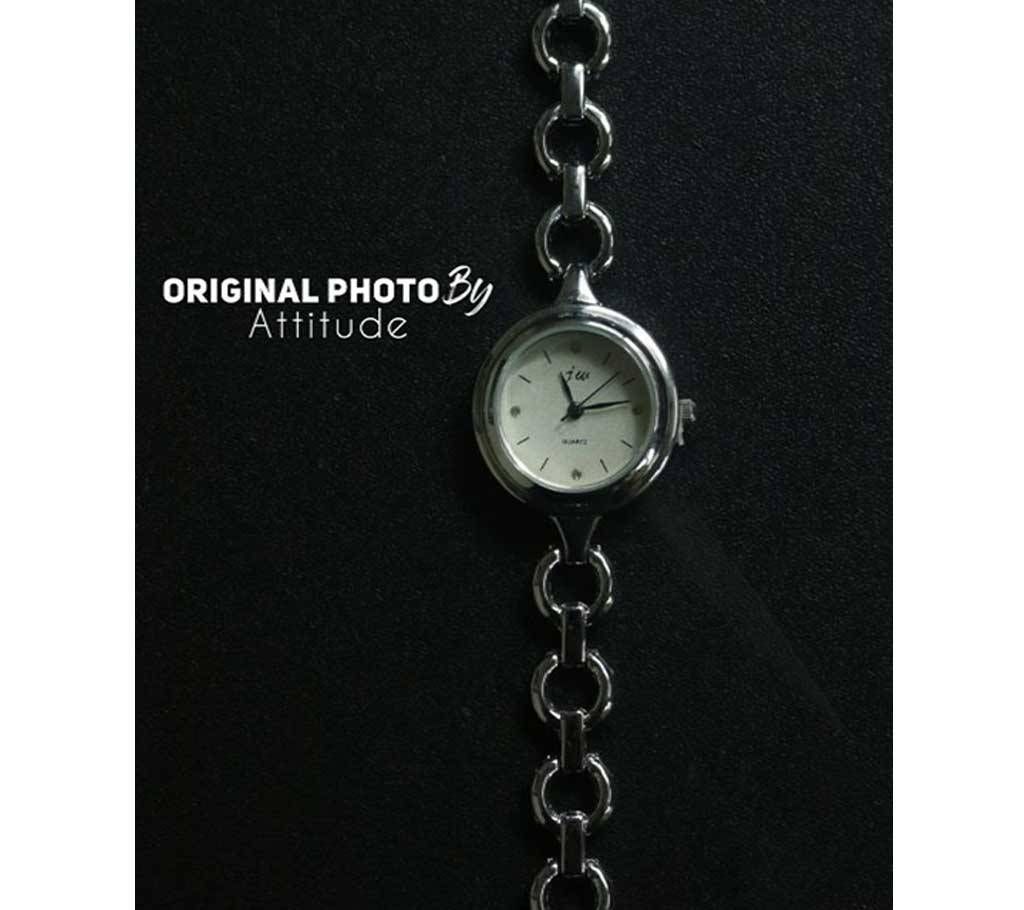 Silverwhite019 Women Crystal Ctone Fashion Silver Quartz Wrist Watch
