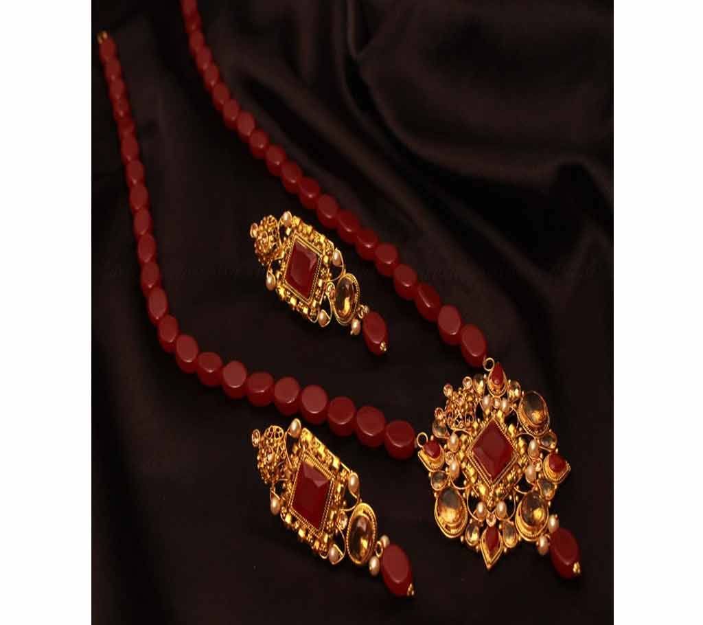Gold Plated Red Beats Necklace Jewelry
