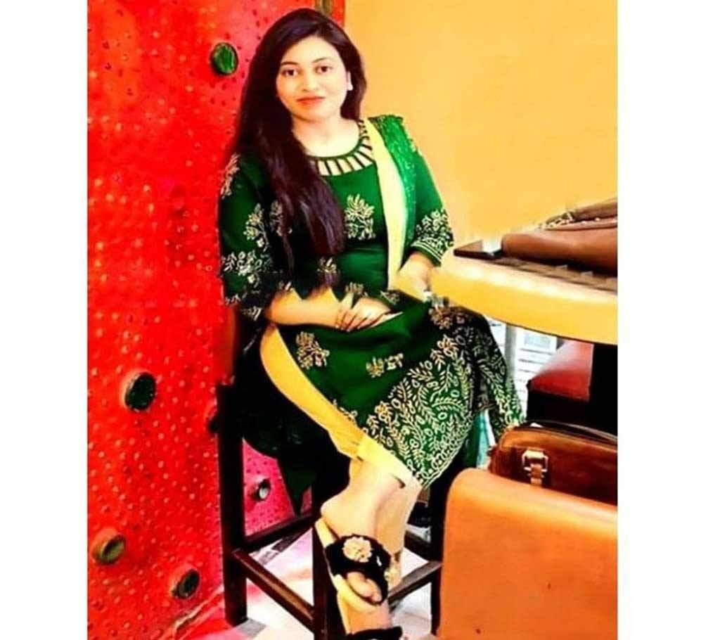 Green And Off White Block Printed Salwar Kameez For Women-free size