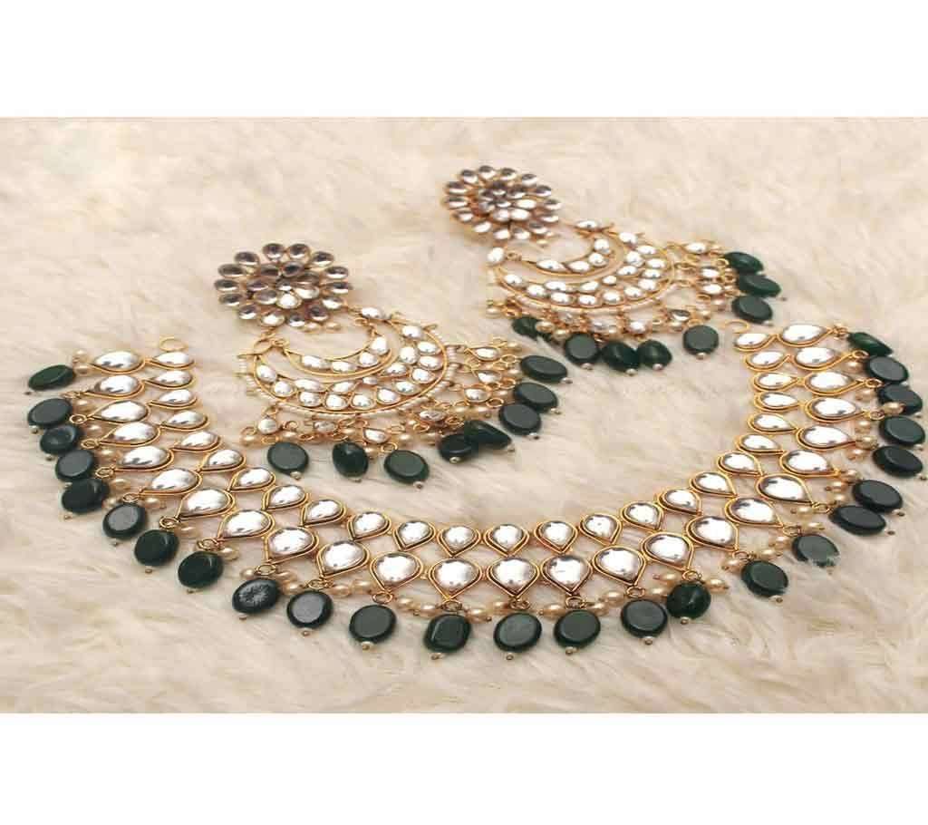 Indian Stone Necklace + Earrings 