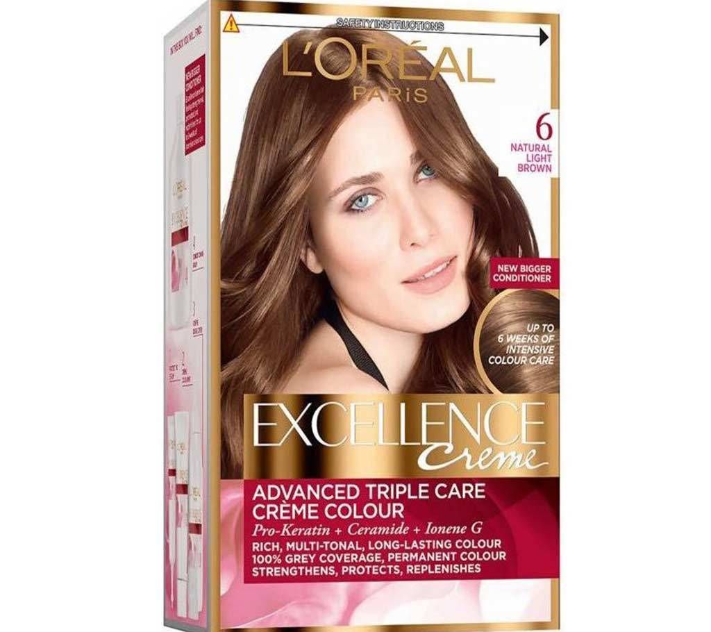  LOreal paris 6 natural light brown excellence creme -8.22 Oz-France