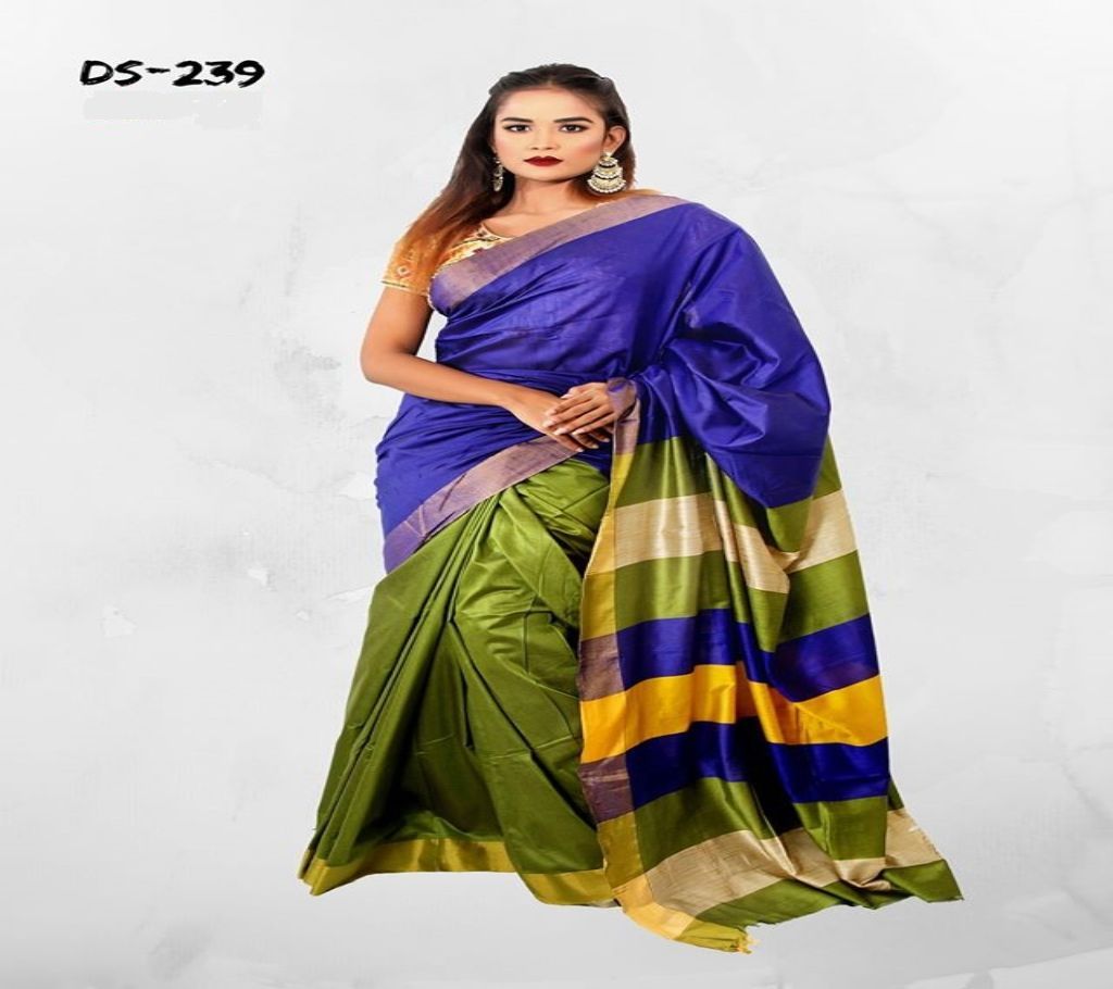 Multicolour Half Silk Saree with Blouse Piece for Women-23