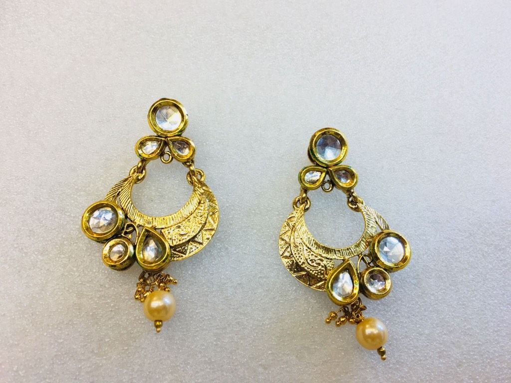Gold Plated Stone Crafted Earrings 