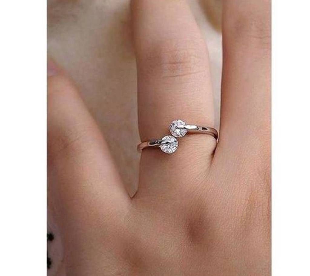 Rose Gold Plated hion Design Twin finger Ring