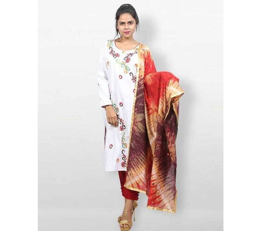 White Cotton ready made Salwar Kameez for Women