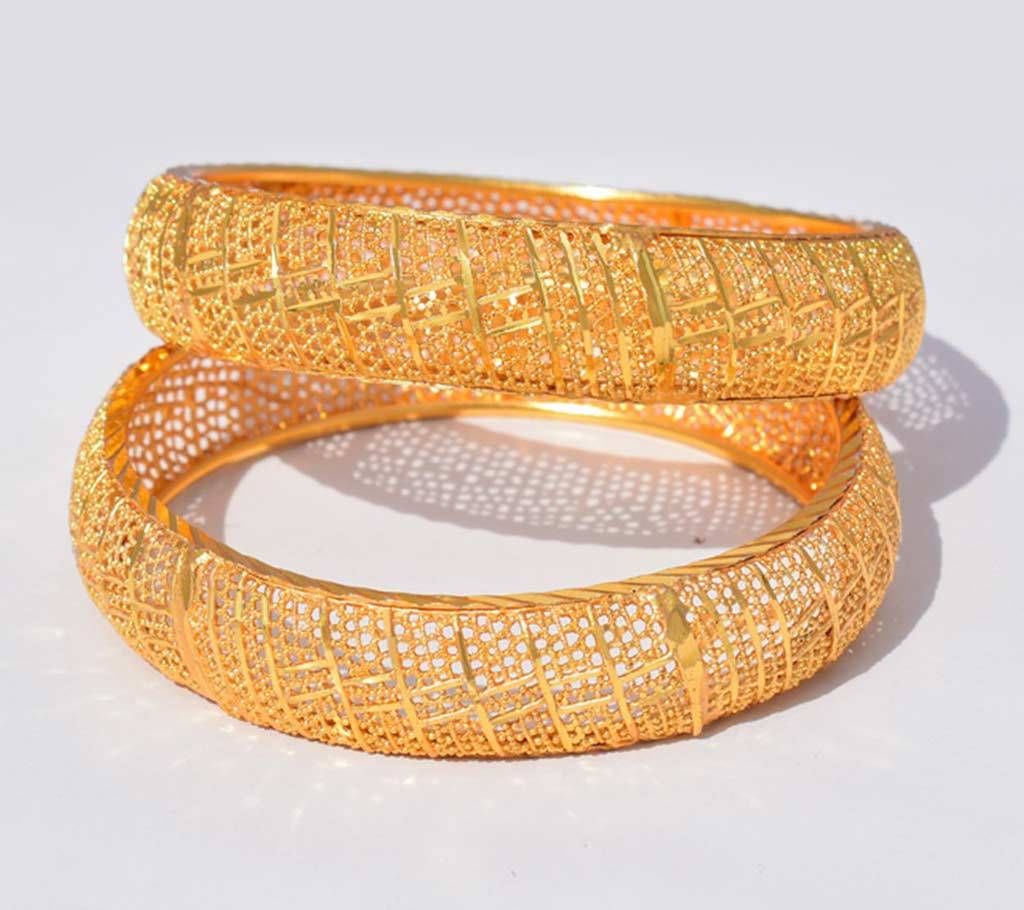 Indian Golden Gold Plated Bangles For Women - 2Pc
